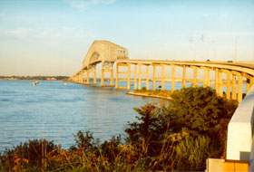 [color photograph of Key Bridge over Patapsco River, Baltimore, Maryland]