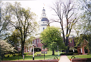 [Color photograph of State House (view from East St.)]