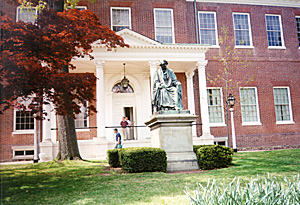 [color photograph of State House entrance]